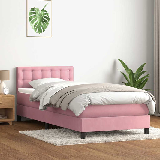 Boxspringbett mit Matratze Rosa 80x220 cm Samt