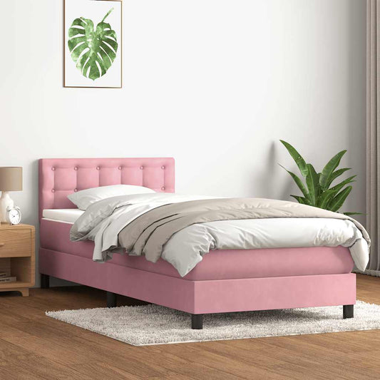 Boxspringbett mit Matratze Rosa 100x220 cm Samt