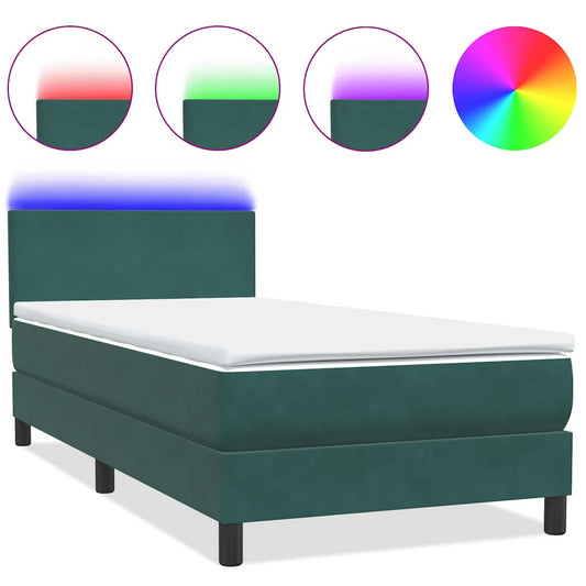 Boxspringbett mit Matratze Dunkelgrün 80x220 cm Samt
