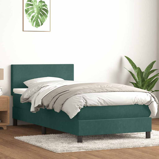 Boxspringbett mit Matratze Dunkelgrün 80x220 cm Samt
