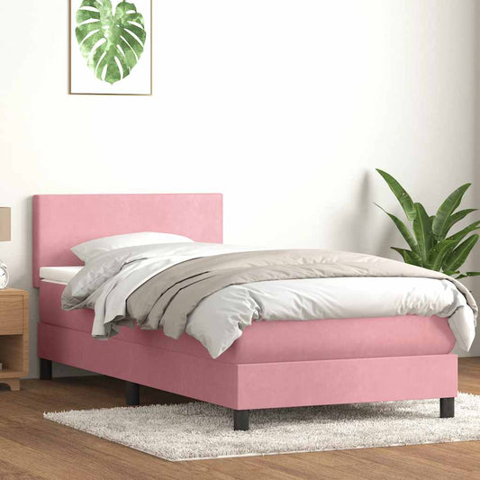 Boxspringbett mit Matratze Rosa 80x220 cm Samt