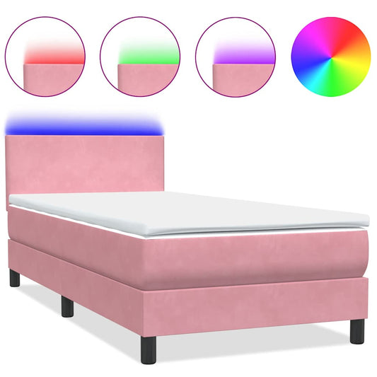 Boxspringbett mit Matratze Rosa 100x220 cm Samt