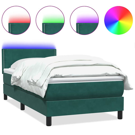 Boxspringbett mit Matratze Dunkelgrün 80x220 cm Samt