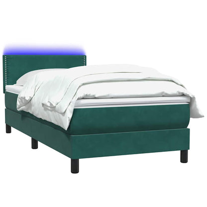 Boxspringbett mit Matratze Dunkelgrün 80x220 cm Samt