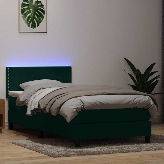 Boxspringbett mit Matratze Dunkelgrün 80x220 cm Samt