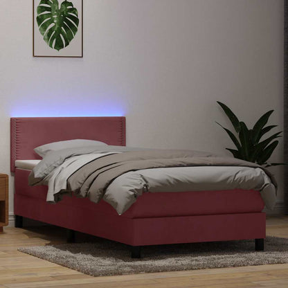 Boxspringbett mit Matratze Rosa 80x220 cm Samt