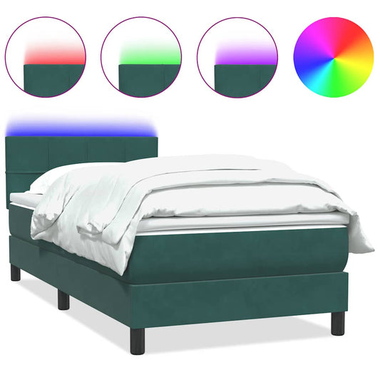 Boxspringbett mit Matratze Dunkelgrün 80x220 cm Samt