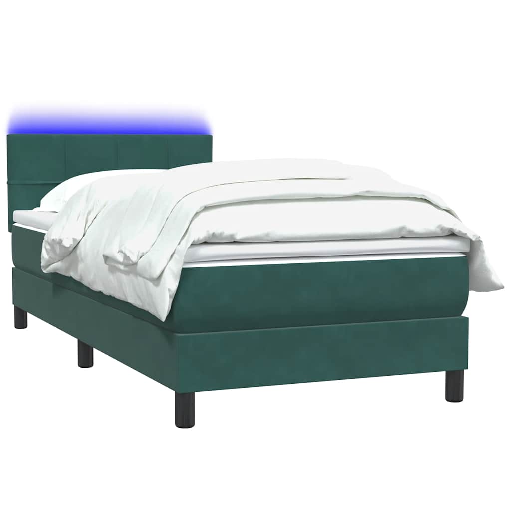 Boxspringbett mit Matratze Dunkelgrün 80x220 cm Samt
