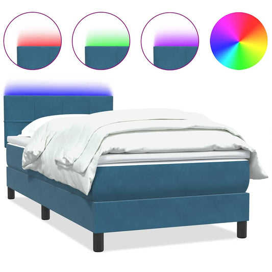 Boxspringbett mit Matratze Dunkelblau 80x220 cm Samt