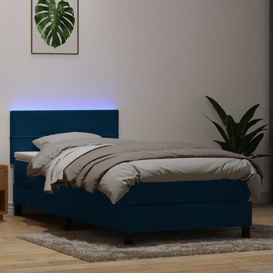 Boxspringbett mit Matratze Dunkelblau 80x220 cm Samt