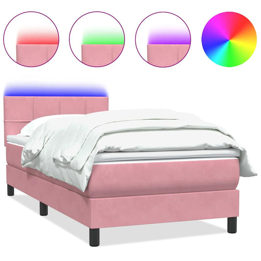 Boxspringbett mit Matratze Rosa 80x220 cm Samt