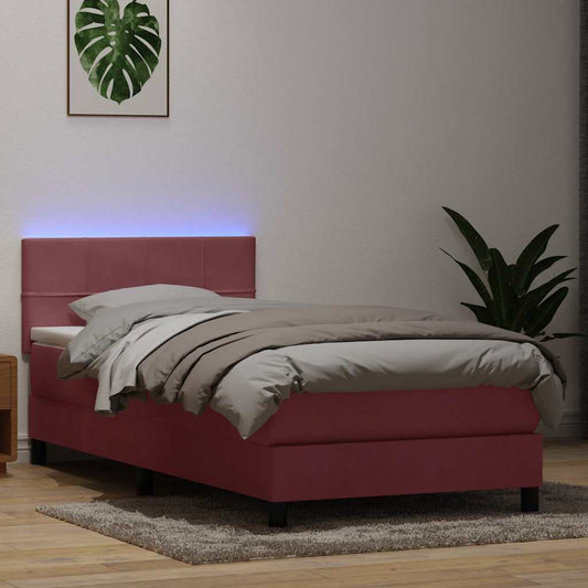 Boxspringbett mit Matratze Rosa 80x220 cm Samt