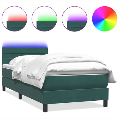 Boxspringbett mit Matratze Dunkelgrün 80x220 cm Samt