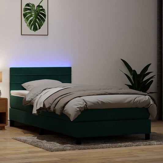 Boxspringbett mit Matratze Dunkelgrün 80x220 cm Samt