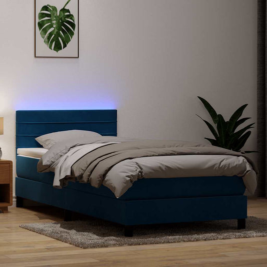 Boxspringbett mit Matratze Dunkelblau 80x220 cm Samt