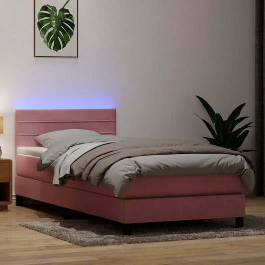 Boxspringbett mit Matratze Rosa 80x220 cm Samt