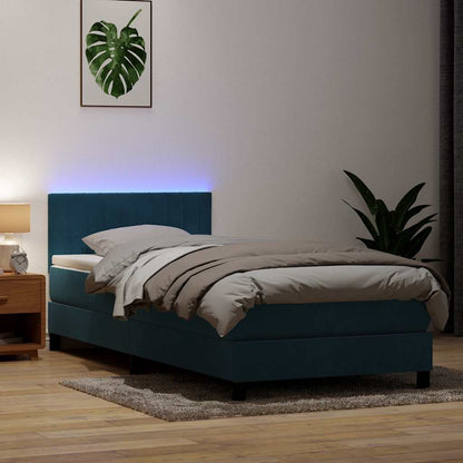 Boxspringbett mit Matratze Dunkelblau 100x210 cm Samt