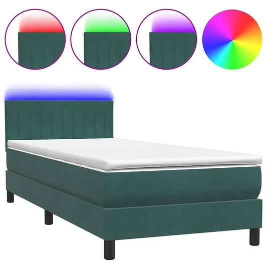 Boxspringbett mit Matratze Dunkelgrün 80x220 cm Samt