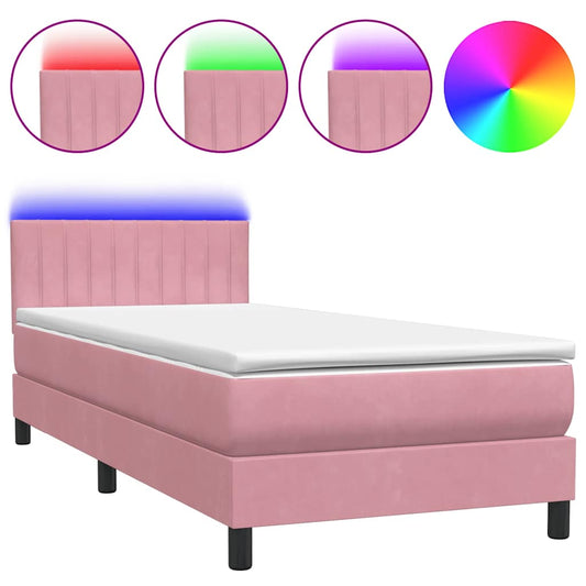 Boxspringbett mit Matratze Rosa 100x220 cm Samt