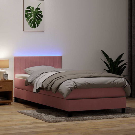 Boxspringbett mit Matratze Rosa 100x220 cm Samt
