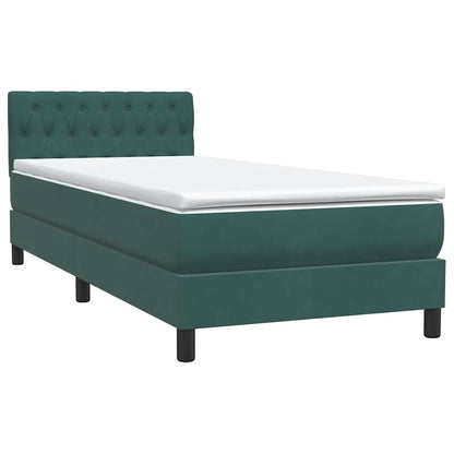 Boxspringbett mit Matratze Dunkelgrün 80x220 cm Samt