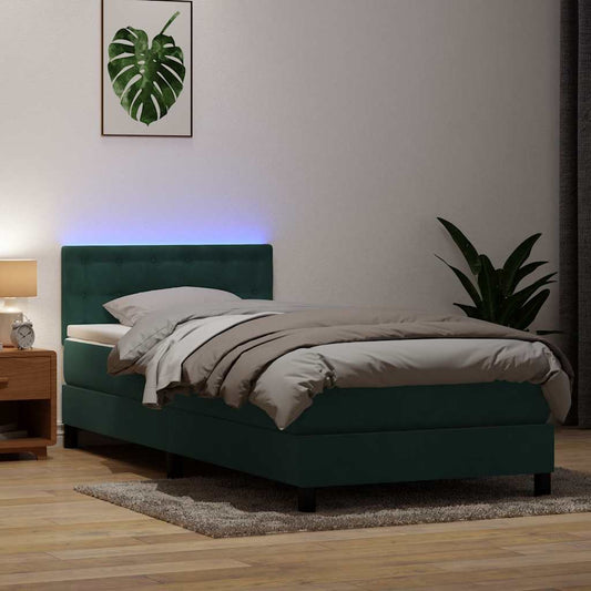 Boxspringbett mit Matratze Dunkelgrün 80x220 cm Samt