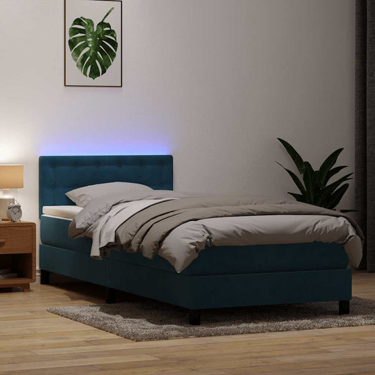 Boxspringbett mit Matratze Dunkelblau 80x220 cm Samt