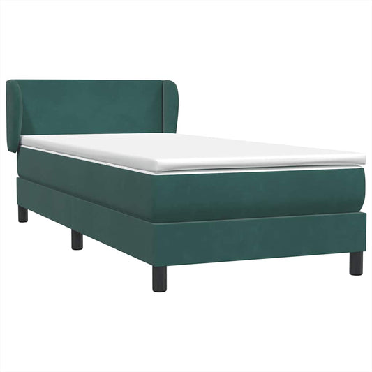 Boxspringbett mit Matratze Dunkelgrün 80x220 cm Samt