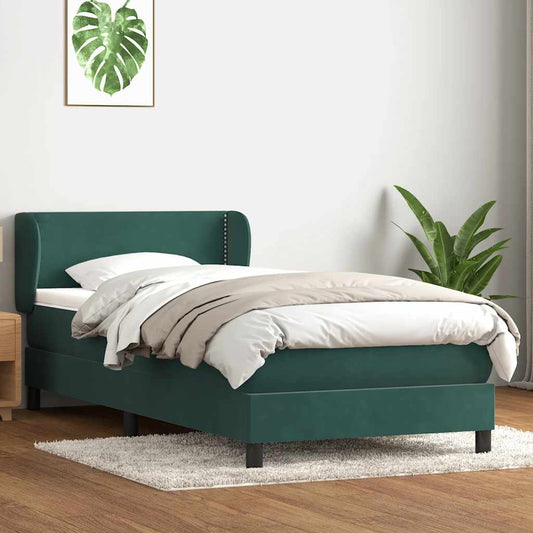 Boxspringbett mit Matratze Dunkelgrün 80x220 cm Samt