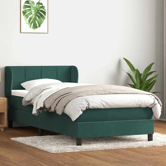 Boxspringbett mit Matratze Dunkelgrün 80x220 cm Samt