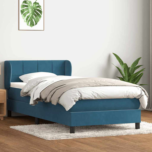 Boxspringbett mit Matratze Dunkelblau 80x220 cm Samt