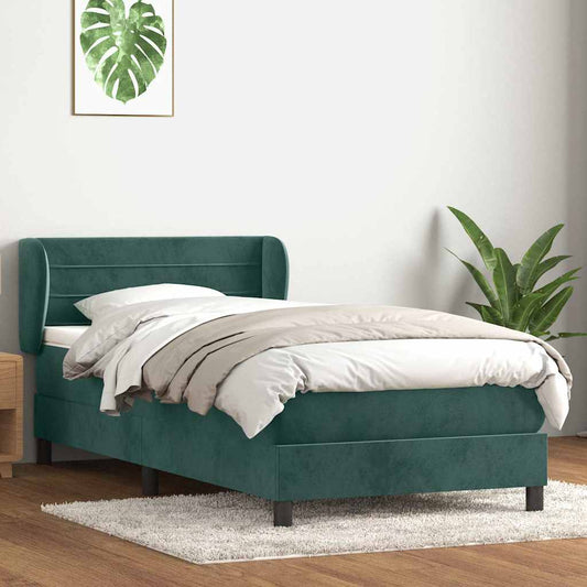 Boxspringbett mit Matratze Dunkelgrün 80x220 cm Samt