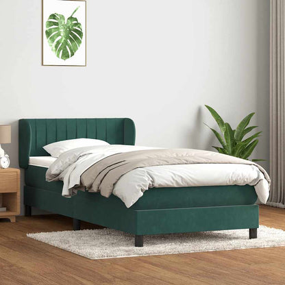 Boxspringbett mit Matratze Dunkelgrün 80x220 cm Samt