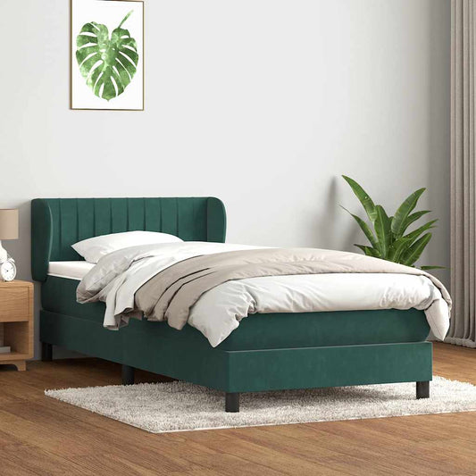 Boxspringbett mit Matratze Dunkelgrün 80x220 cm Samt