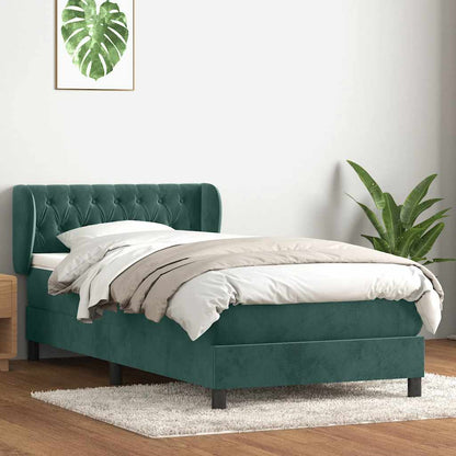 Boxspringbett mit Matratze Dunkelgrün 80x220 cm Samt