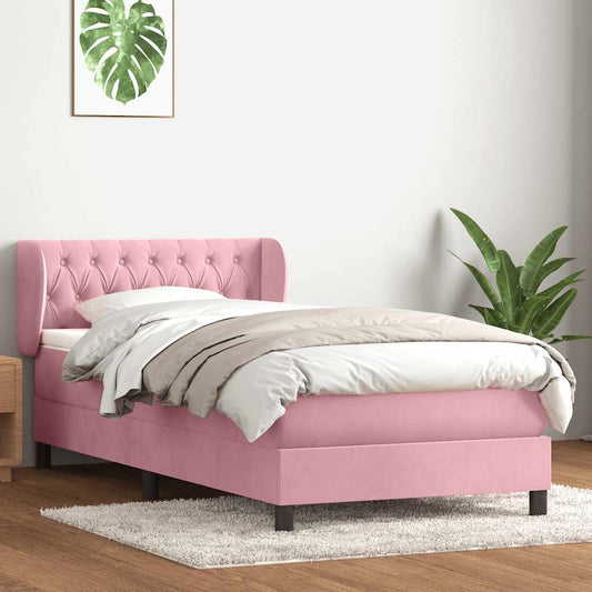 Boxspringbett mit Matratze Rosa 80x220 cm Samt