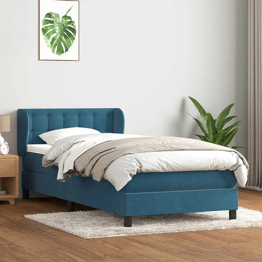 Boxspringbett mit Matratze Dunkelblau 80x220 cm Samt