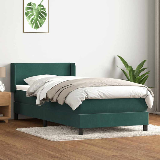 Boxspringbett mit Matratze Dunkelgrün 80x220 cm Samt