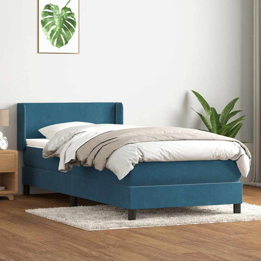 Boxspringbett mit Matratze Dunkelblau 80x220 cm Samt