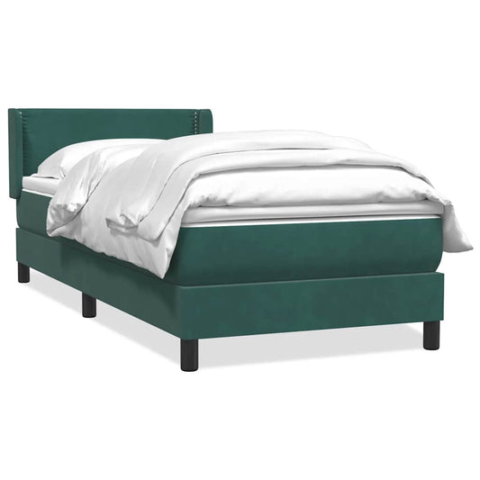 Boxspringbett mit Matratze Dunkelgrün 80x220 cm Samt