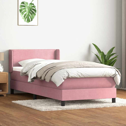 Boxspringbett mit Matratze Rosa 80x220 cm Samt