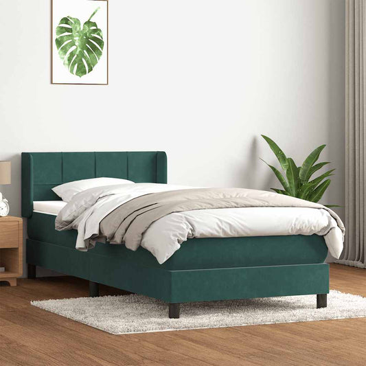 Boxspringbett mit Matratze Dunkelgrün 80x220 cm Samt