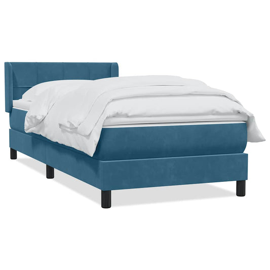 Boxspringbett mit Matratze Dunkelblau 80x220 cm Samt