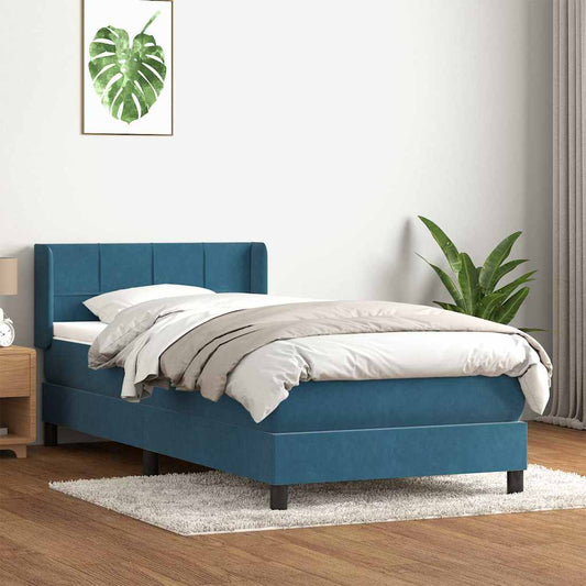 Boxspringbett mit Matratze Dunkelblau 80x220 cm Samt