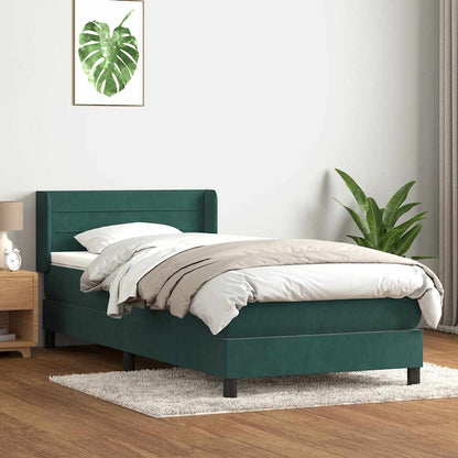 Boxspringbett mit Matratze Dunkelgrün 80x220 cm Samt