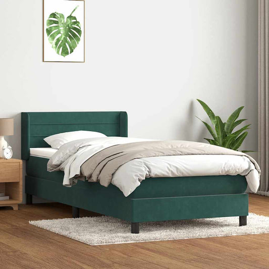 Boxspringbett mit Matratze Dunkelgrün 80x220 cm Samt