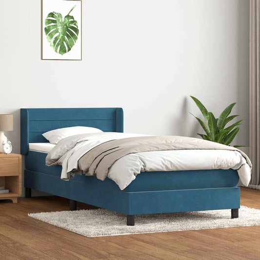 Boxspringbett mit Matratze Dunkelblau 80x220 cm Samt