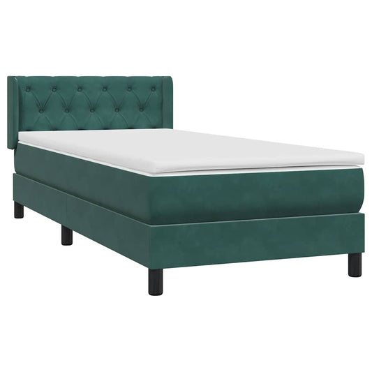 Boxspringbett mit Matratze Dunkelgrün 80x220 cm Samt