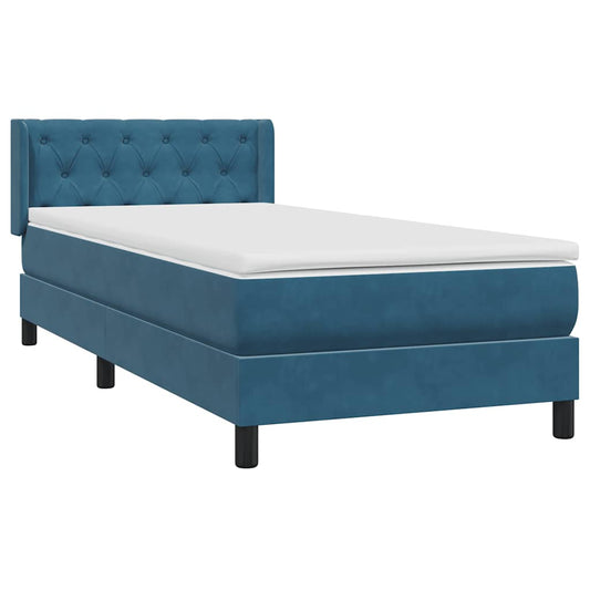 Boxspringbett mit Matratze Dunkelblau 80x220 cm Samt