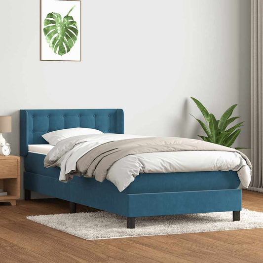 Boxspringbett mit Matratze Dunkelblau 80x220 cm Samt